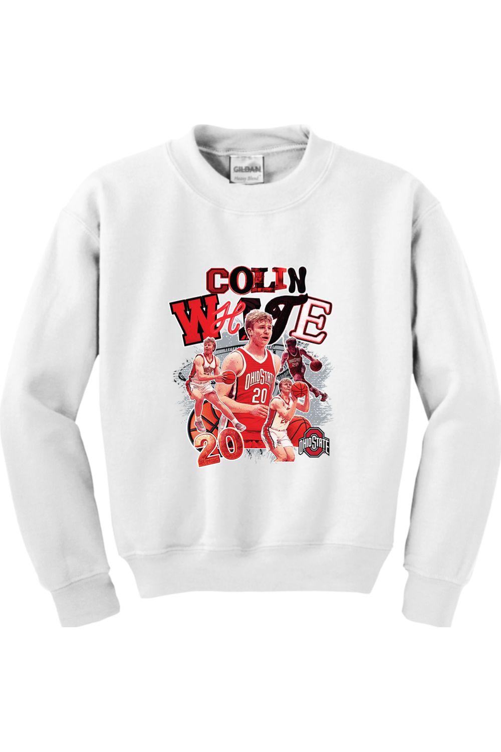 Ohio State - NCAA Men's Basketball : Colin White - Collage Youth Crewneck Sweatshirt