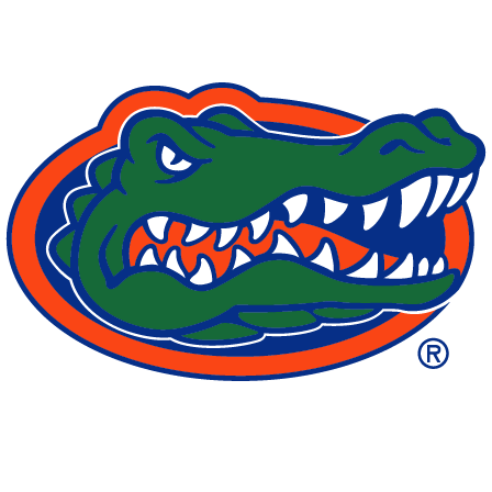 University of Florida logo. A green alligator head with orange and blue accents