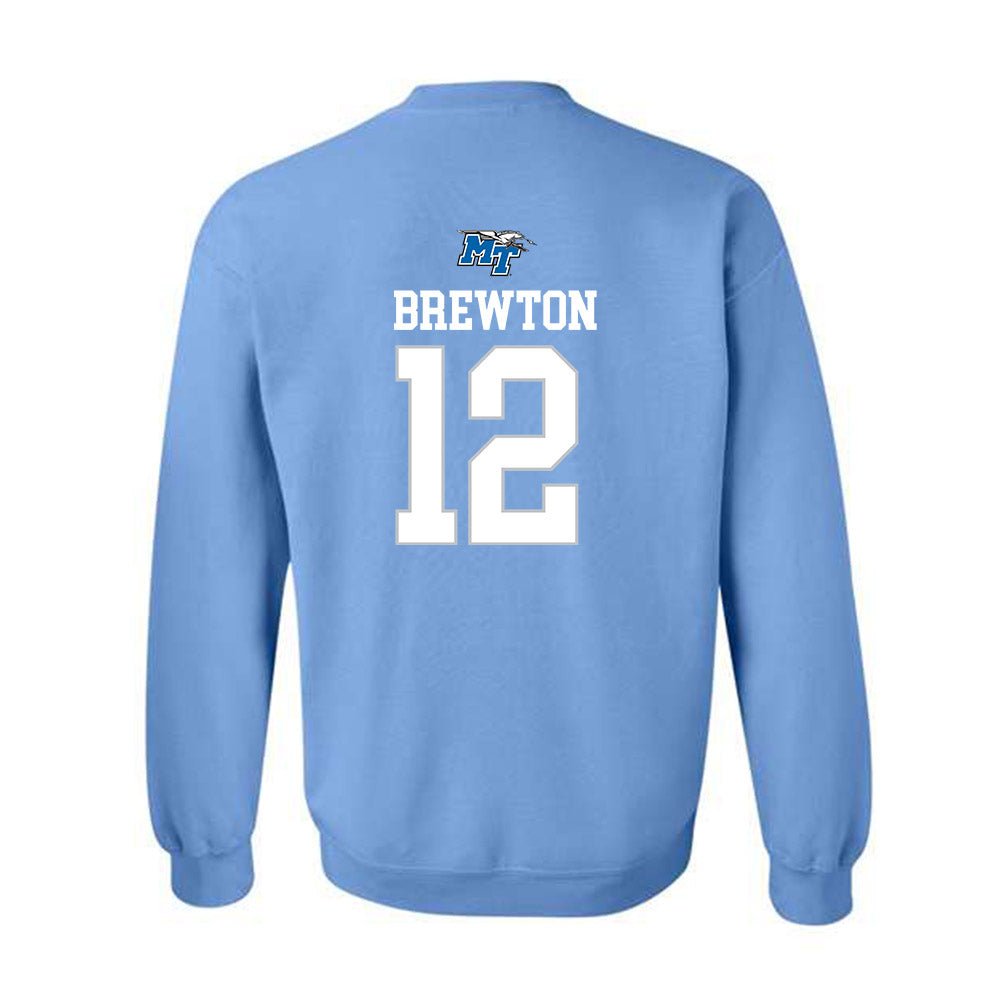 MTSU - NCAA Football : Brian Brewton - Replica Shersey Crewneck Sweatshirt-1