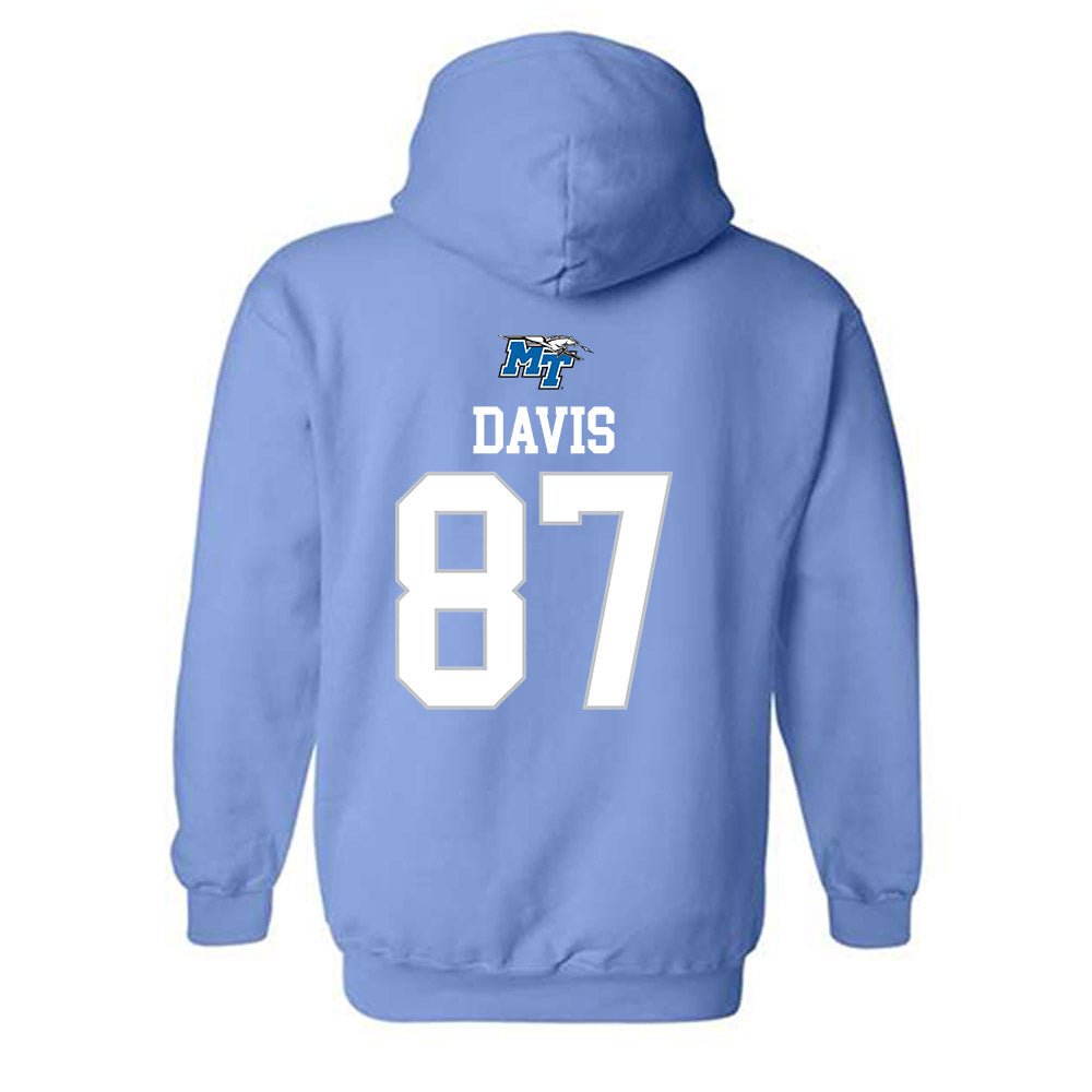 MTSU - NCAA Football : Chase Davis - Replica Shersey Hooded Sweatshirt-1