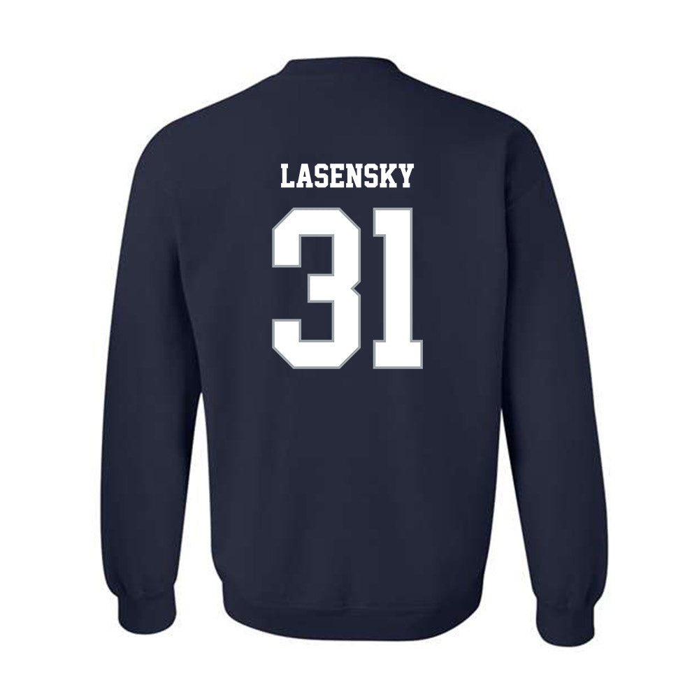 Monmouth - NCAA Men's Lacrosse : Brayden Lasensky - Blue Crewneck Sweatshirt-1