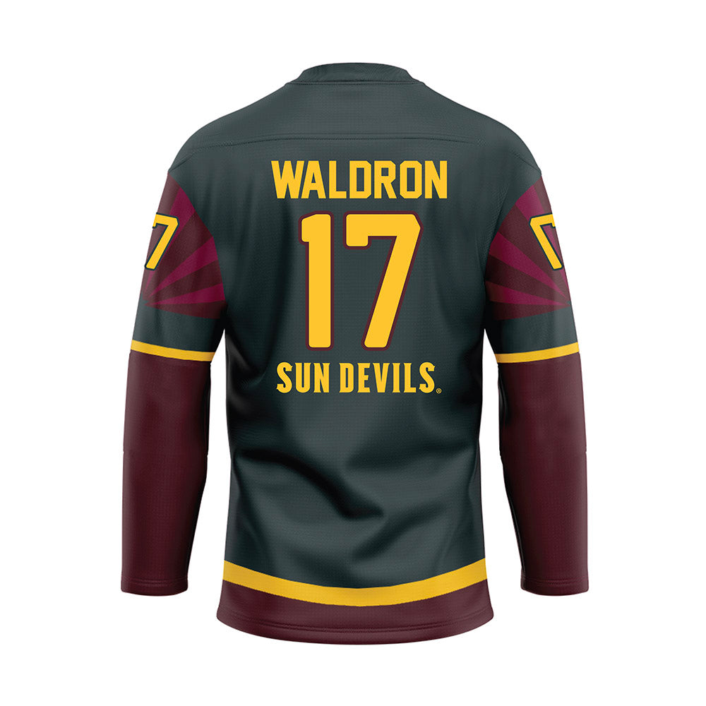 Arizona State - NCAA Men's Ice Hockey : Johnny Waldron - Maroon Hockey Jersey-1