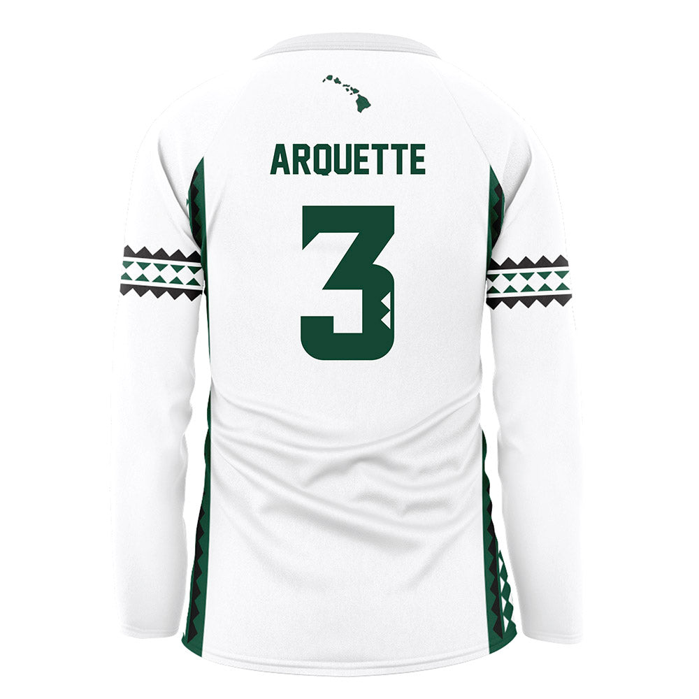 Hawaii - NCAA Women's Volleyball : Adrianna Arquette - White Volleyball Jersey-1