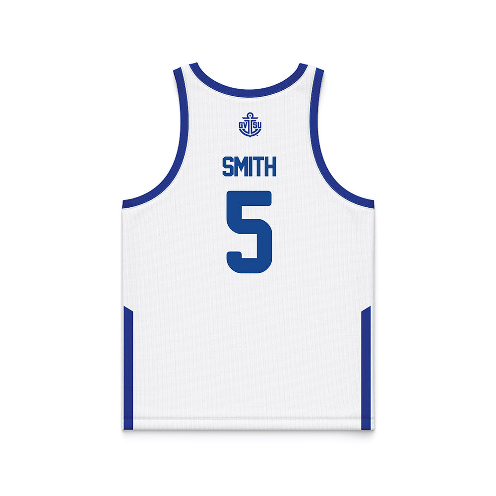 Grand Valley - NCAA Men's Basketball : Trevor Smith - White Basketball Jersey-1