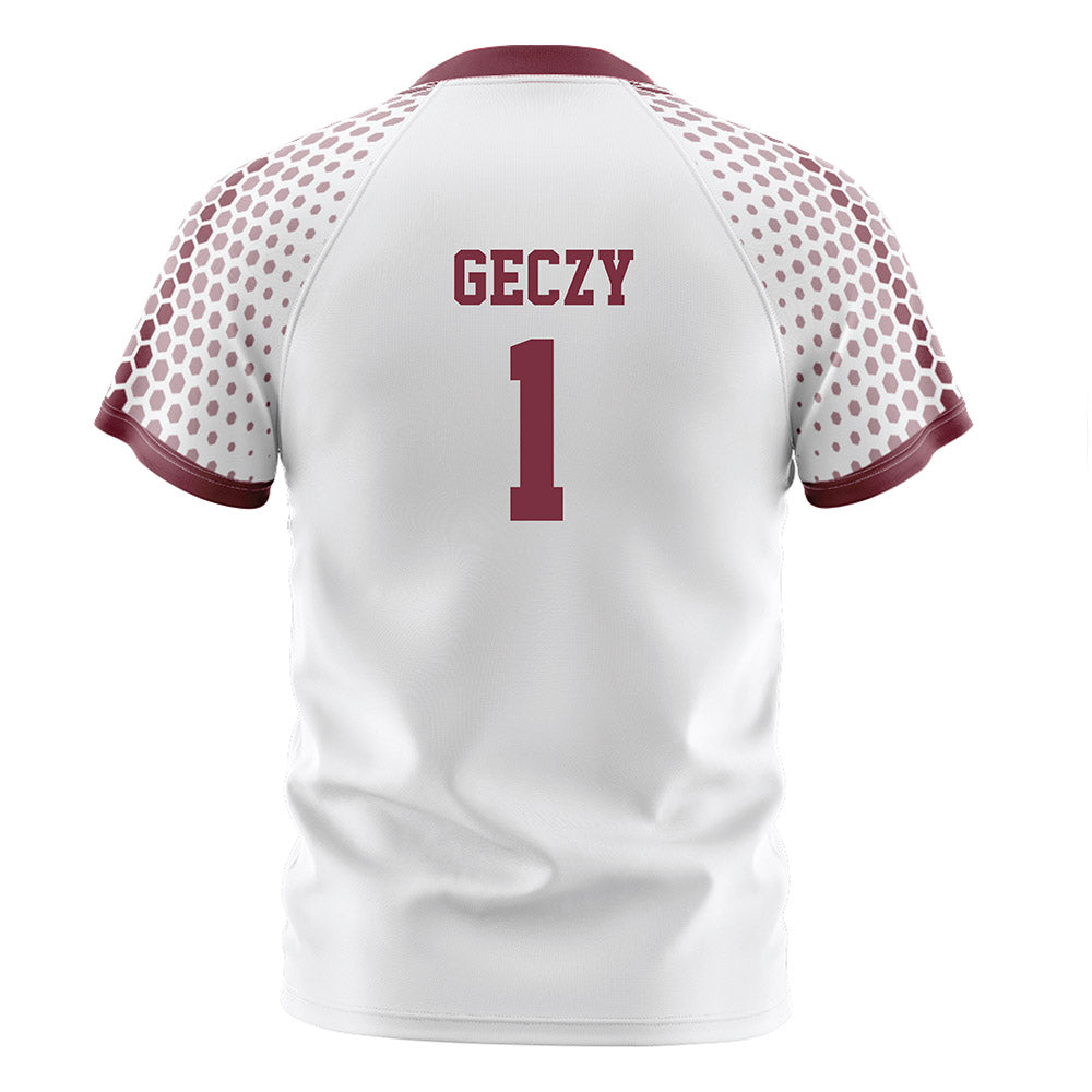 UMass - NCAA Men's Soccer : Alex Geczy - White Soccer Jersey-1