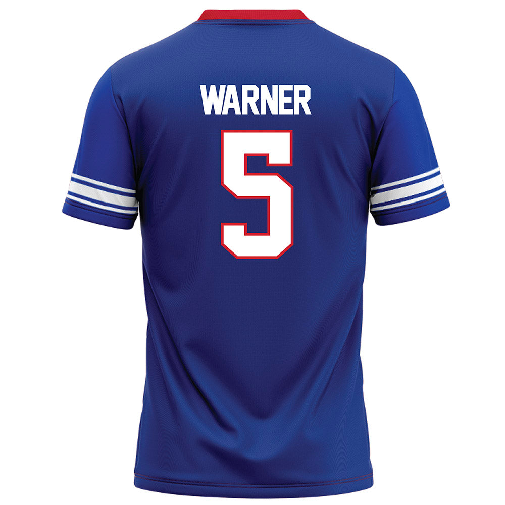 SMU - NCAA Football : DJ Warner - Blue Football Jersey-1
