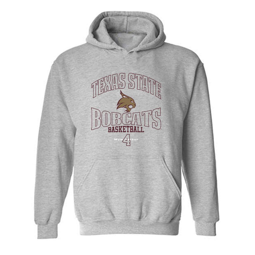 Texas State - NCAA Women's Basketball : Myla Harbor - Hooded Sweatshirt-0