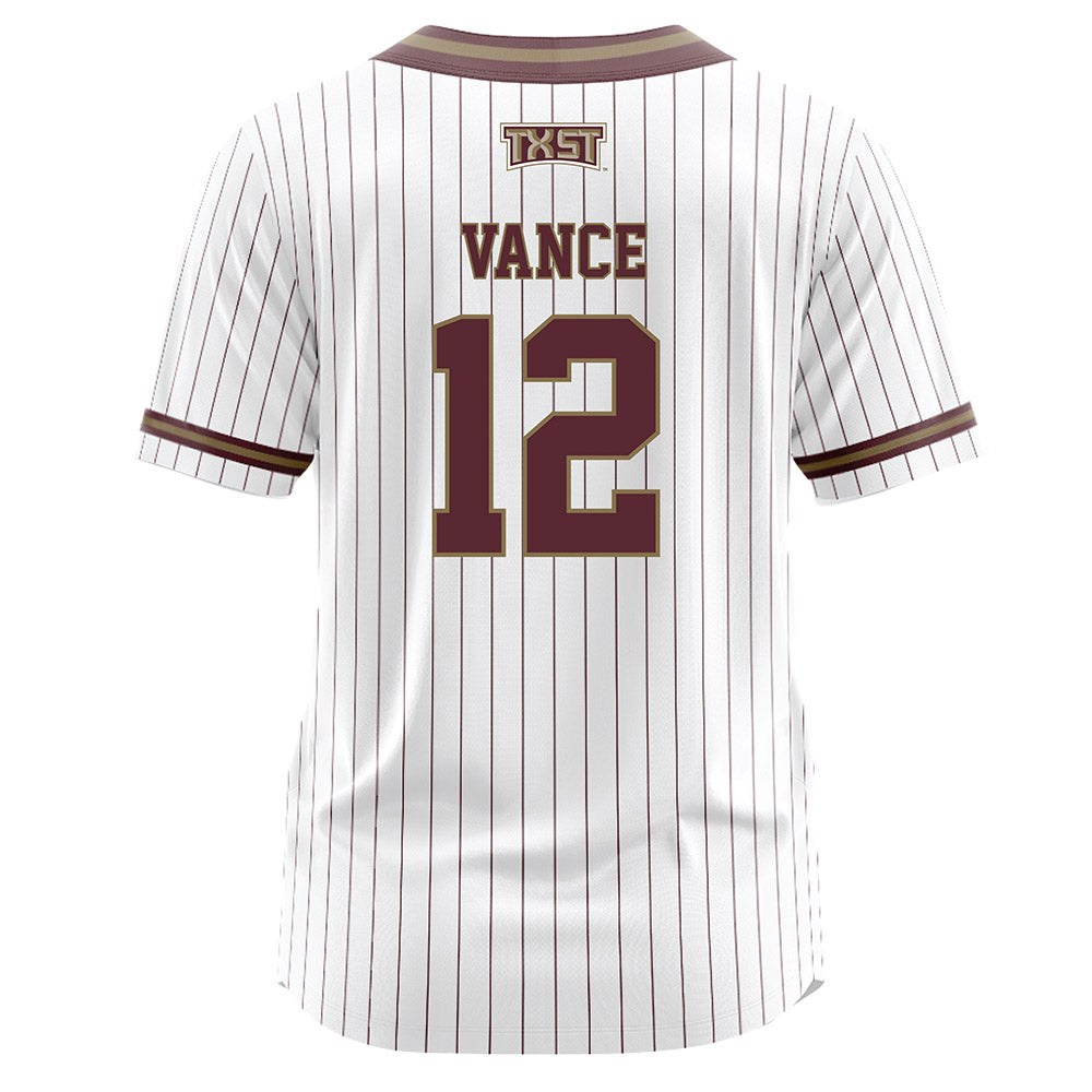 Texas State - NCAA Softball : Halee Vance - White Pinstripe Jersey