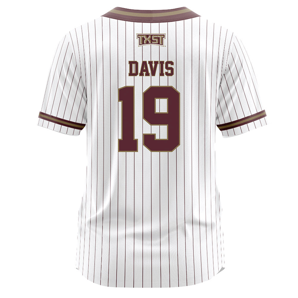 Texas State - NCAA Softball : Chesney Davis - White Pinstripe Jersey-1