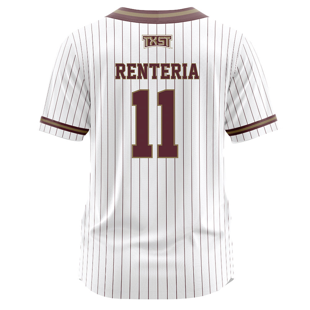 Texas State - NCAA Softball : Ava Renteria - White Pinstripe Jersey-1