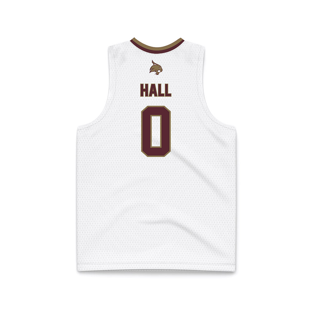 Texas State - NCAA Men's Basketball : Dj Hall - White Basketball Jersey-1