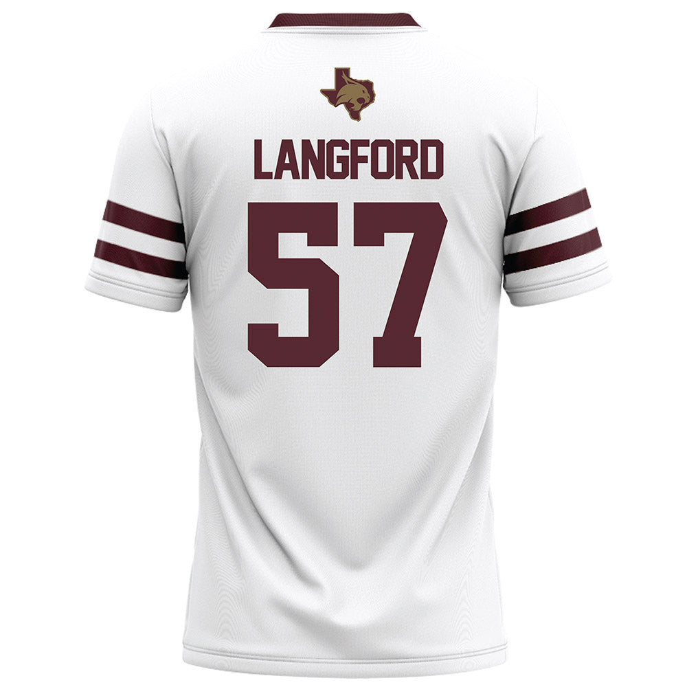 Texas State - NCAA Football : Ian Langford - White Football Jersey-1
