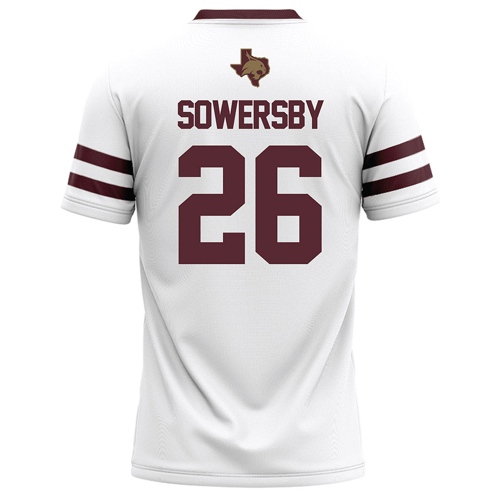 Texas State - NCAA Football : Bradley Sowersby - White Football Jersey-1