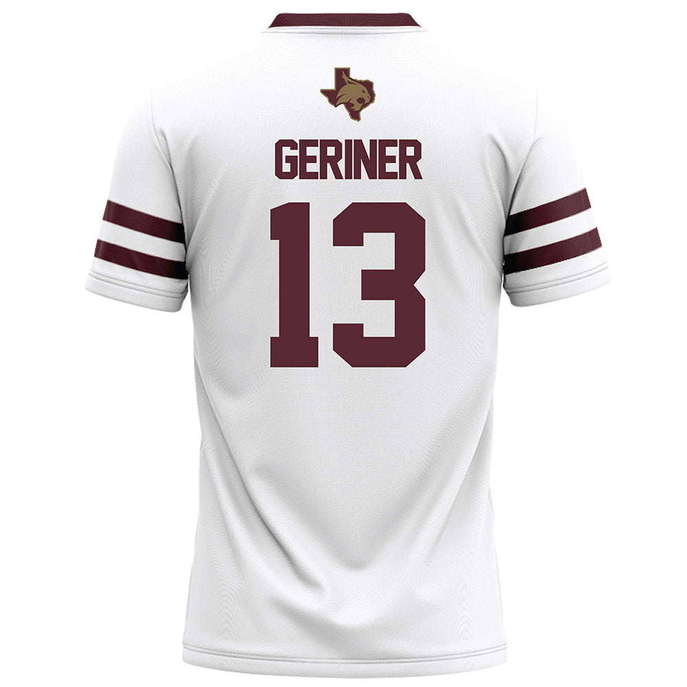 Texas State - NCAA Football : Holden Geriner - White Football Jersey-1