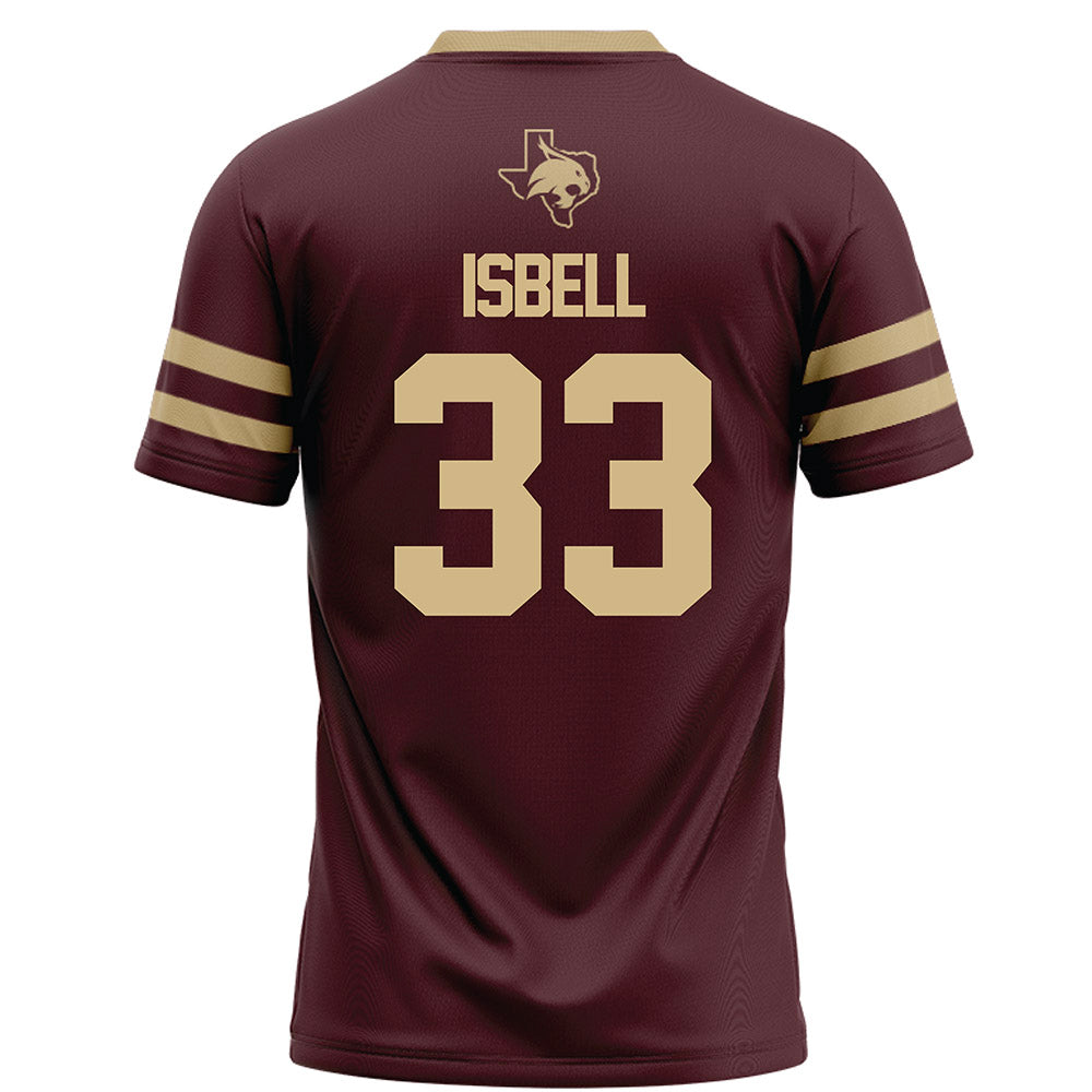 Texas State - NCAA Football : Blake Isbell - Maroon Football Jersey-1