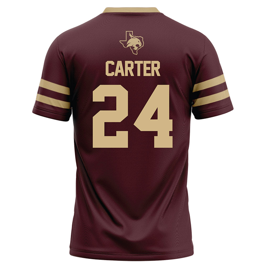 Texas State - NCAA Football : Caleb Carter - Maroon Football Jersey-1