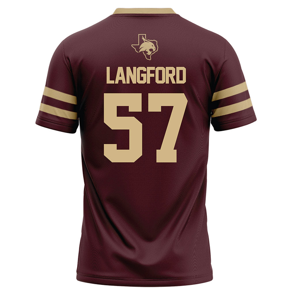 Texas State - NCAA Football : Ian Langford - Maroon Football Jersey-1