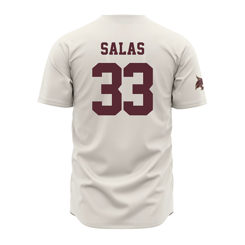 Texas State - NCAA Baseball : Manny Salas - Cream Jersey-1