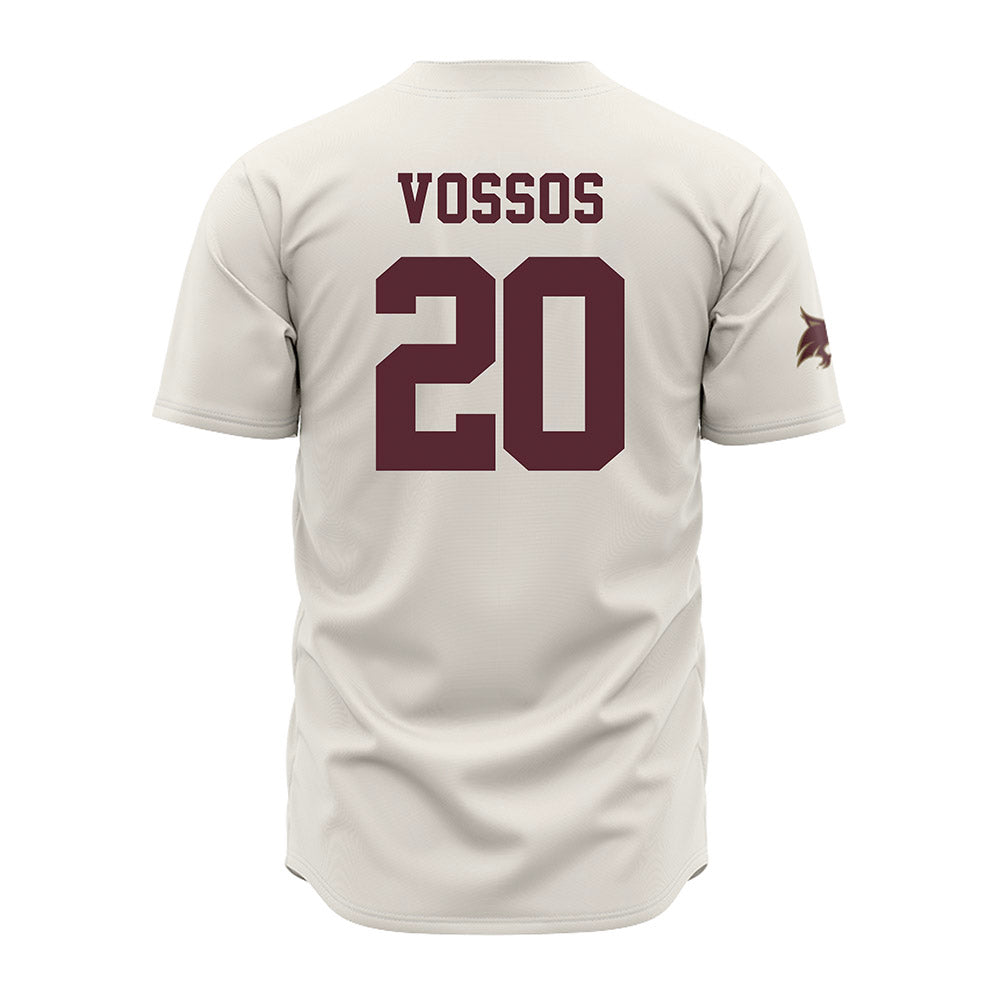 Texas State - NCAA Baseball : Justin Vossos - Cream Jersey-1