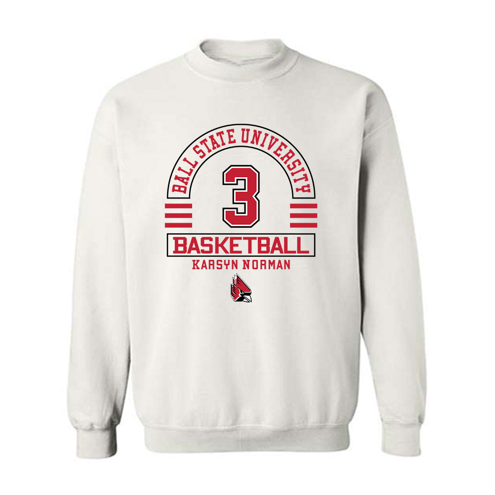Ball State - NCAA Women's Basketball : Karsyn Norman - Classic Fashion Shersey Crewneck Sweatshirt-0