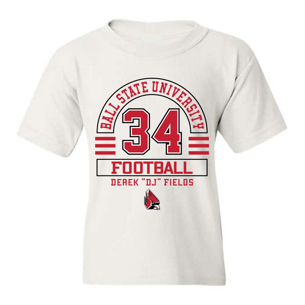 Ball State - NCAA Football : Derek \DJ\ Fields - Youth T-Shirt Classic Fashion Shersey