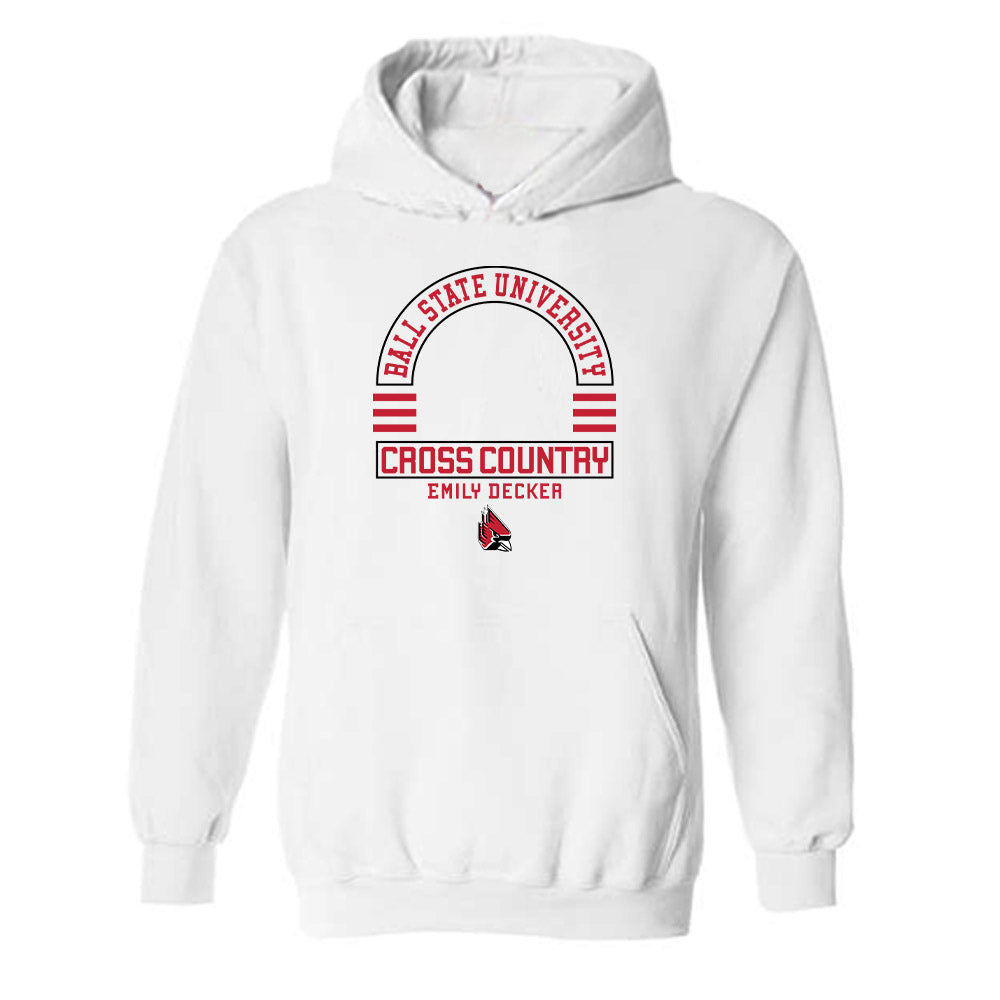 Ball State - NCAA Women's Cross Country : Emily Decker - Classic Fashion Shersey Hooded Sweatshirt-0