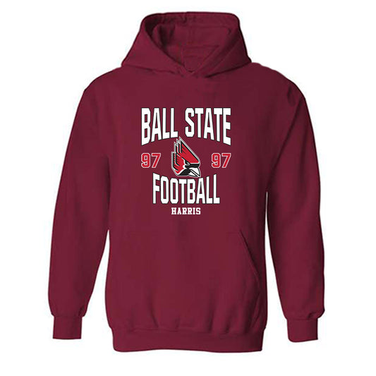 Ball State - NCAA Football : John Harris - Hooded Sweatshirt Classic Fashion Shersey