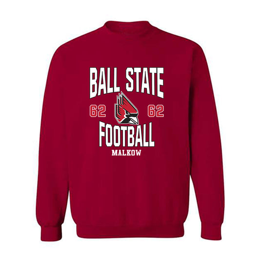 Ball State - NCAA Football : Brandon Malkow - Crewneck Sweatshirt Classic Fashion Shersey