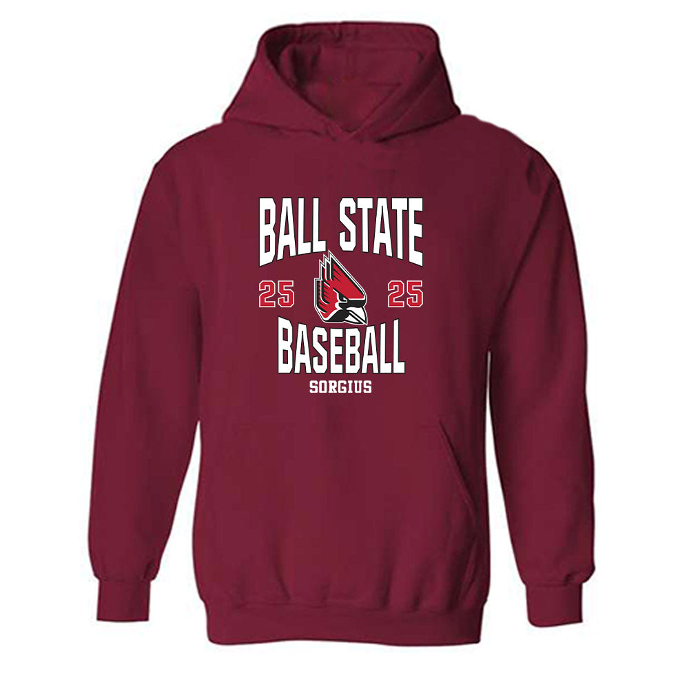 Ball State - NCAA Baseball : Kendric Sorgius - Classic Fashion Shersey Hooded Sweatshirt-0