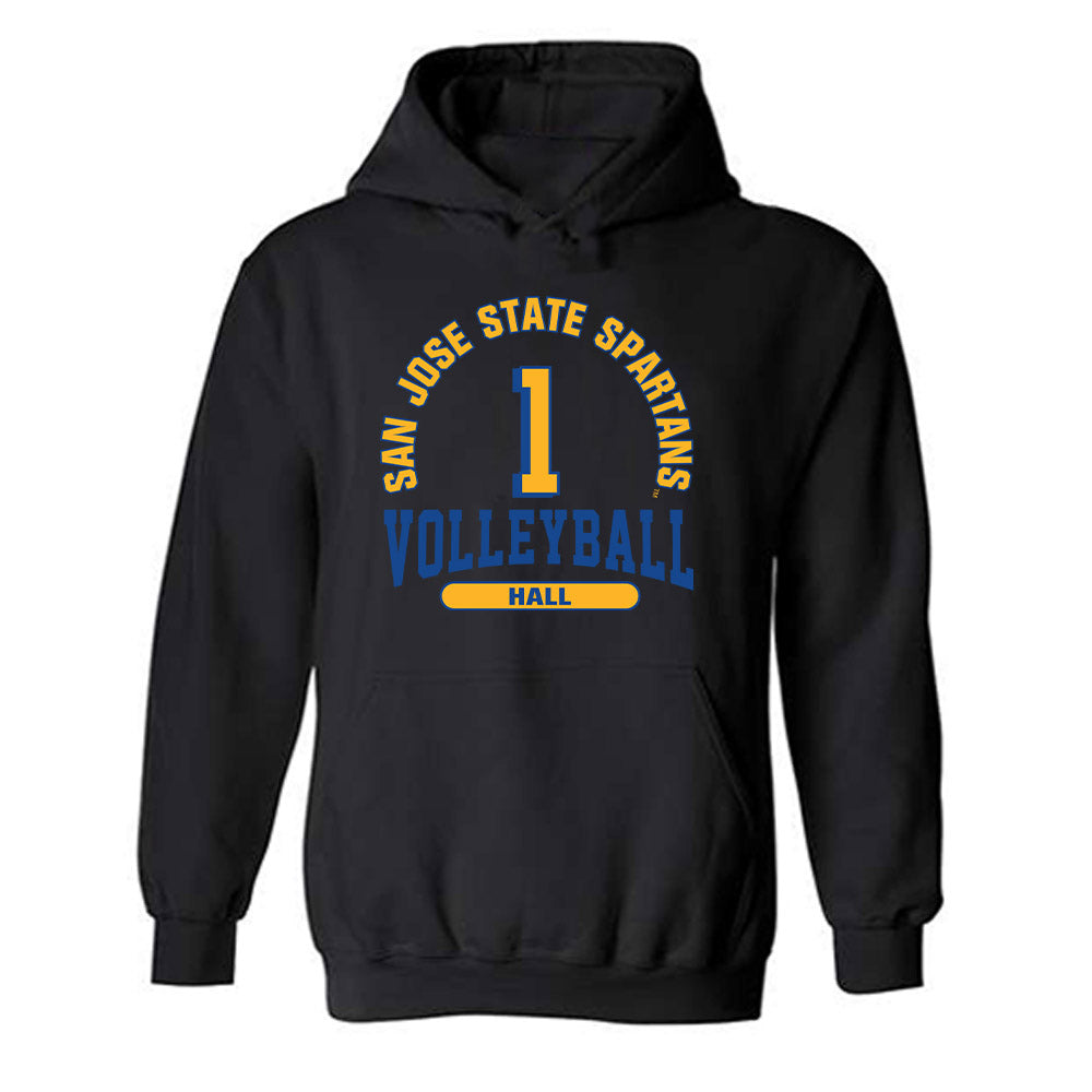 SJSU - NCAA Women's Volleyball : Fatimah Hall - Classic Fashion Shersey Hooded Sweatshirt-0