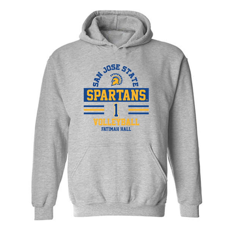 SJSU - NCAA Women's Volleyball : Fatimah Hall - Classic Fashion Shersey Hooded Sweatshirt-0