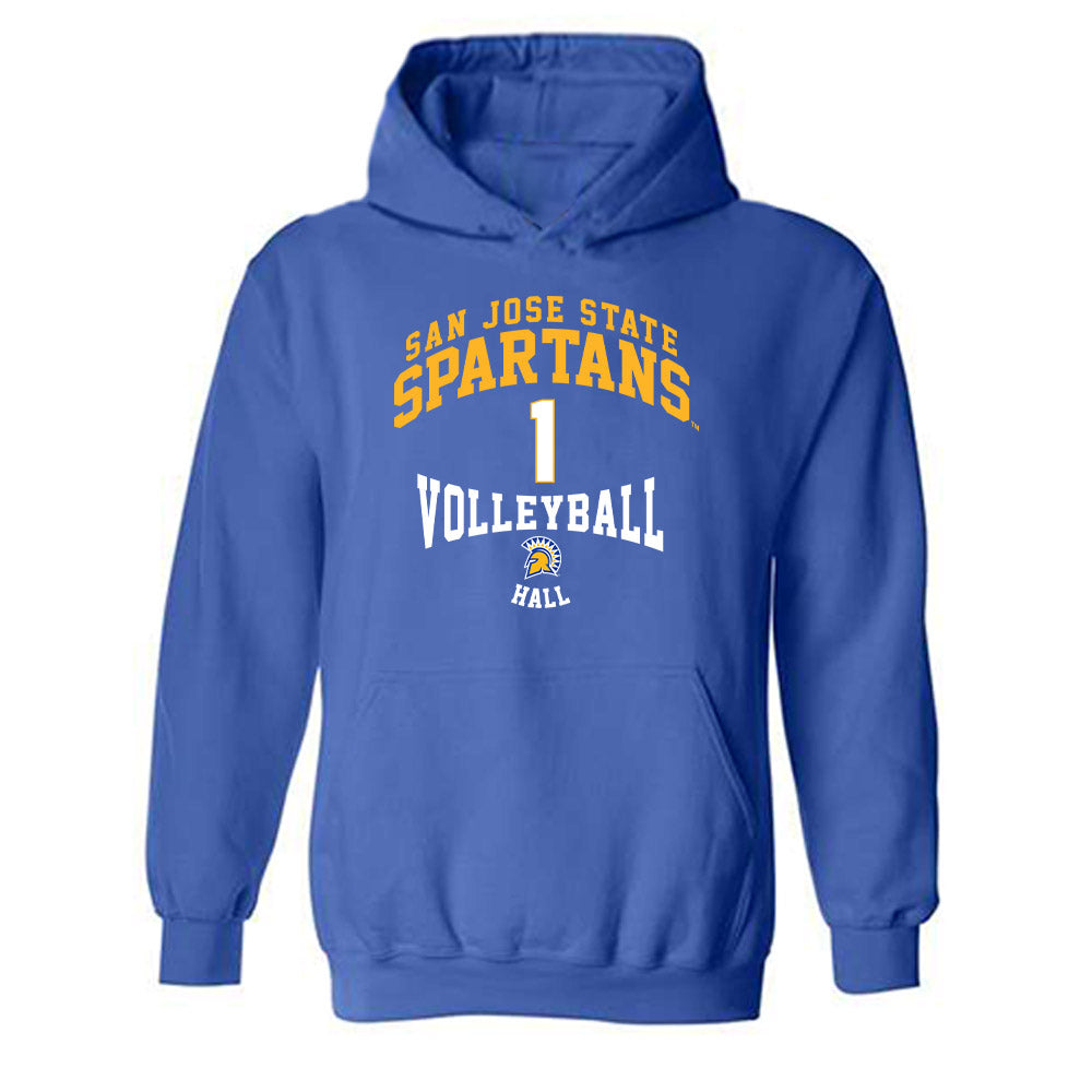 SJSU - NCAA Women's Volleyball : Fatimah Hall - Classic Fashion Shersey Hooded Sweatshirt-0