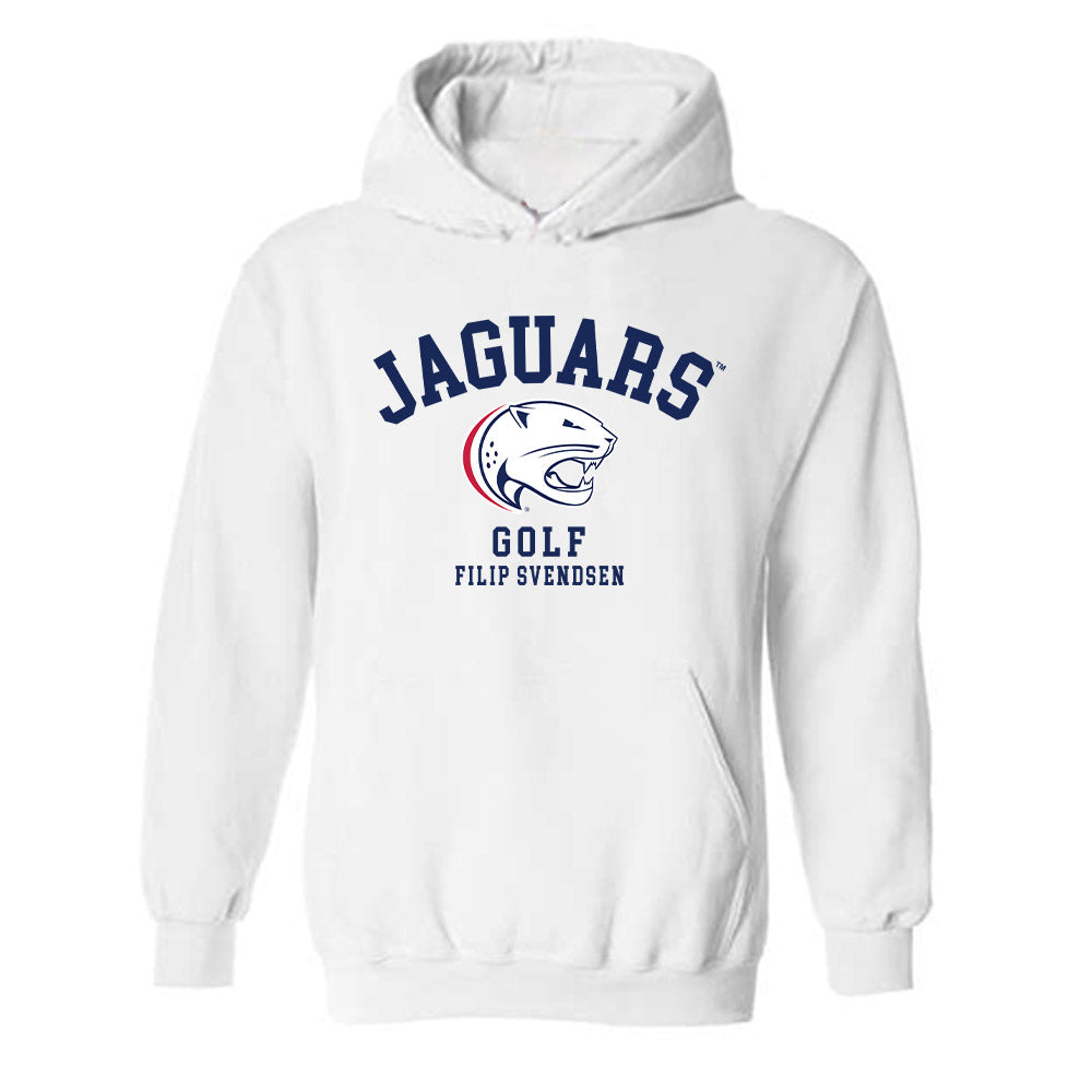 South Alabama - NCAA Men's Golf : Filip Svendsen - Classic Fashion Shersey Hooded Sweatshirt-0