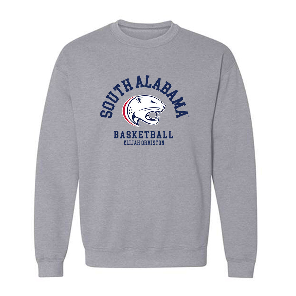 South Alabama - NCAA Men's Basketball : Elijah Ormiston - Classic Fashion Shersey Crewneck Sweatshirt-0