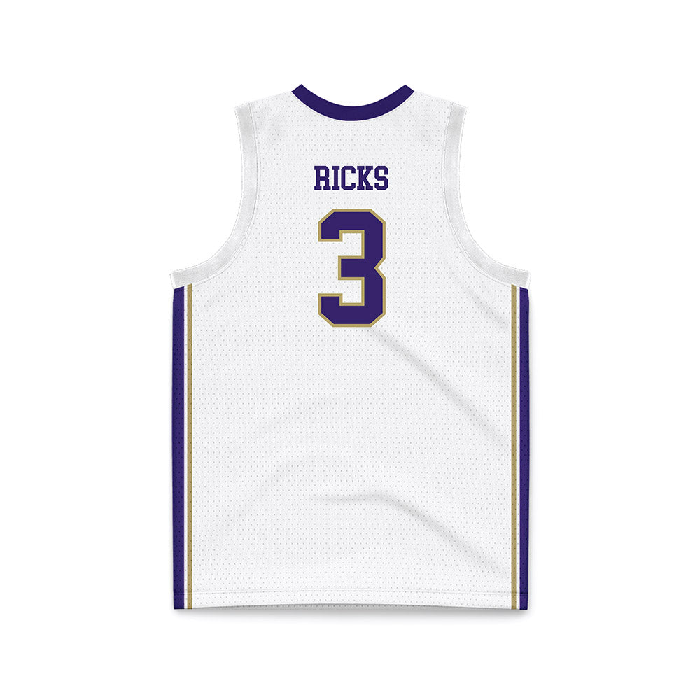 JMU - NCAA Men's Basketball : Eddie Ricks - White Basketball Jersey-1