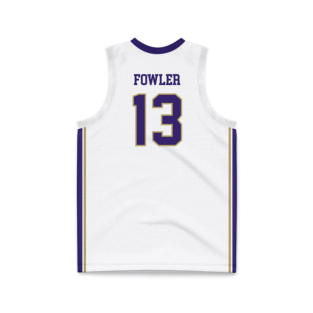 JMU - NCAA Men's Basketball : Preston Fowler - White Basketball Jersey-1