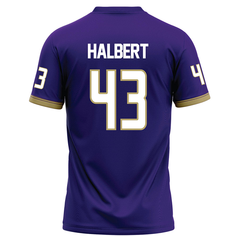JMU - NCAA Football : Miles Halbert - Purple Football Jersey-1