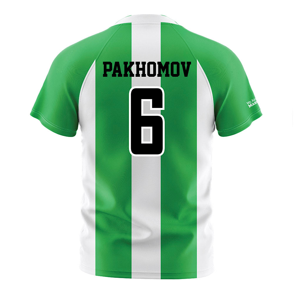 Marshall - NCAA Men's Soccer : Nikita Pakhomov - Green/White Stripes Soccer Jersey-1