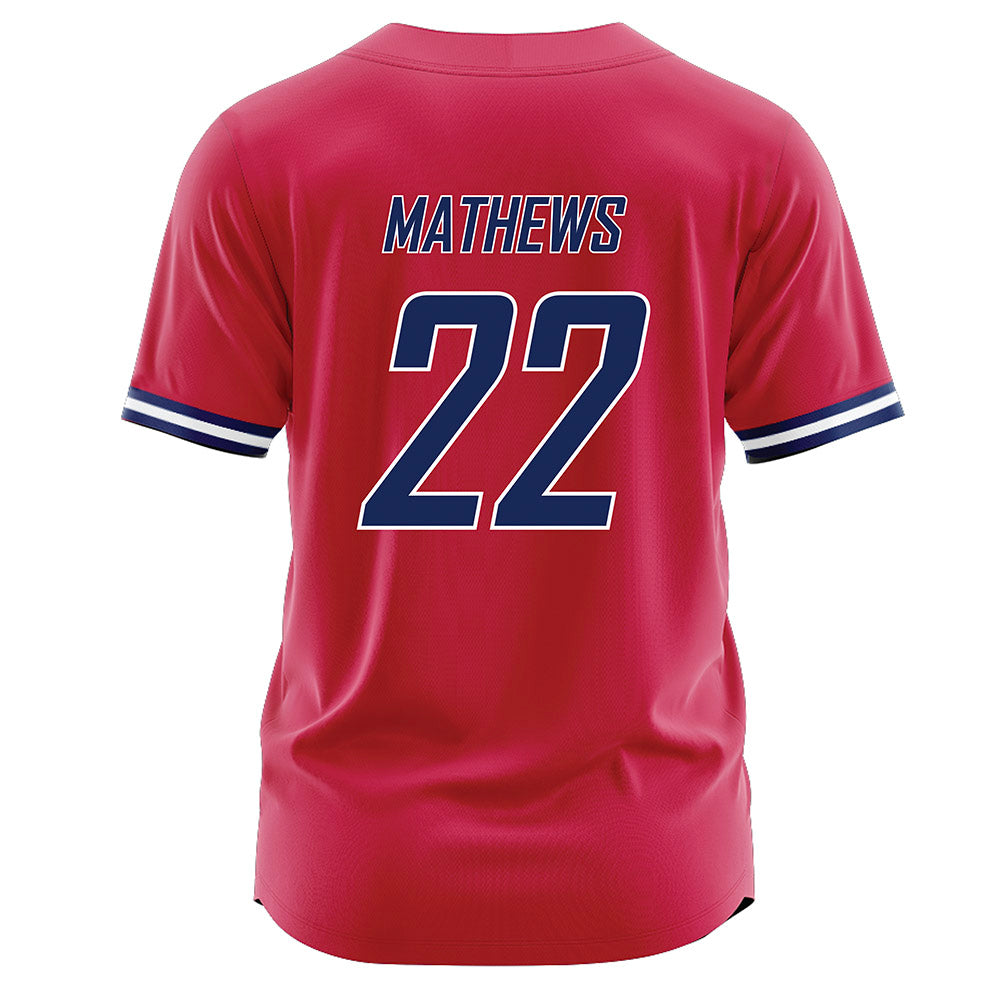 South Alabama - NCAA Baseball : Duncan Mathews - Red Jersey-1