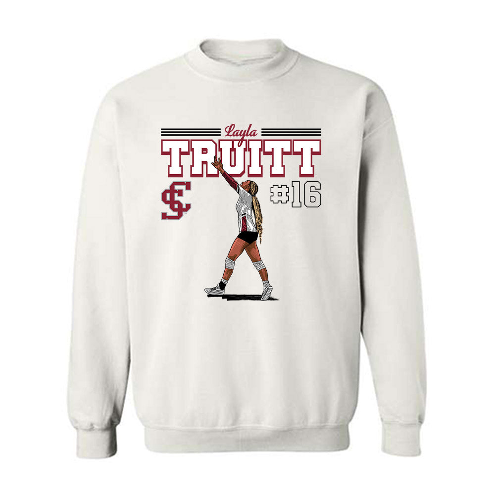 SCU - NCAA Women's Volleyball : Layla Truitt - Crewneck Sweatshirt Player Illustration