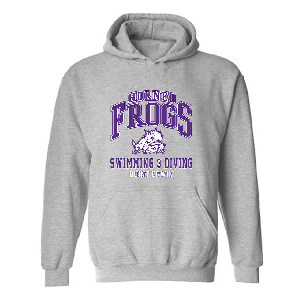 TCU - NCAA Men's Swimming & Diving : Quint Erwin - Classic Fashion Shersey Hooded Sweatshirt-0