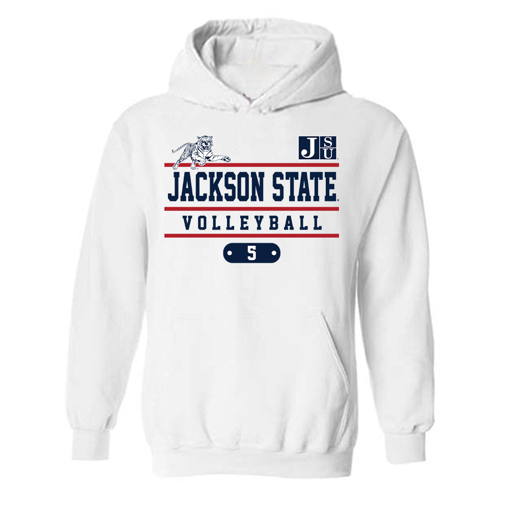 Jackson State - NCAA Women's Volleyball : Nyjha Marcelin - Classic Fashion Shersey Hooded Sweatshirt-0