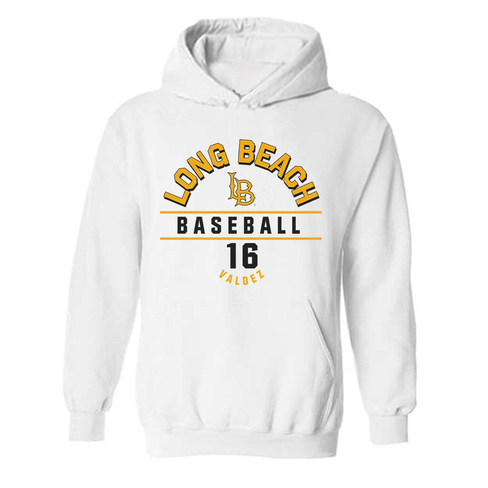 LBSU - NCAA Baseball : Damon Valdez - Classic Fashion Shersey Hooded Sweatshirt-0