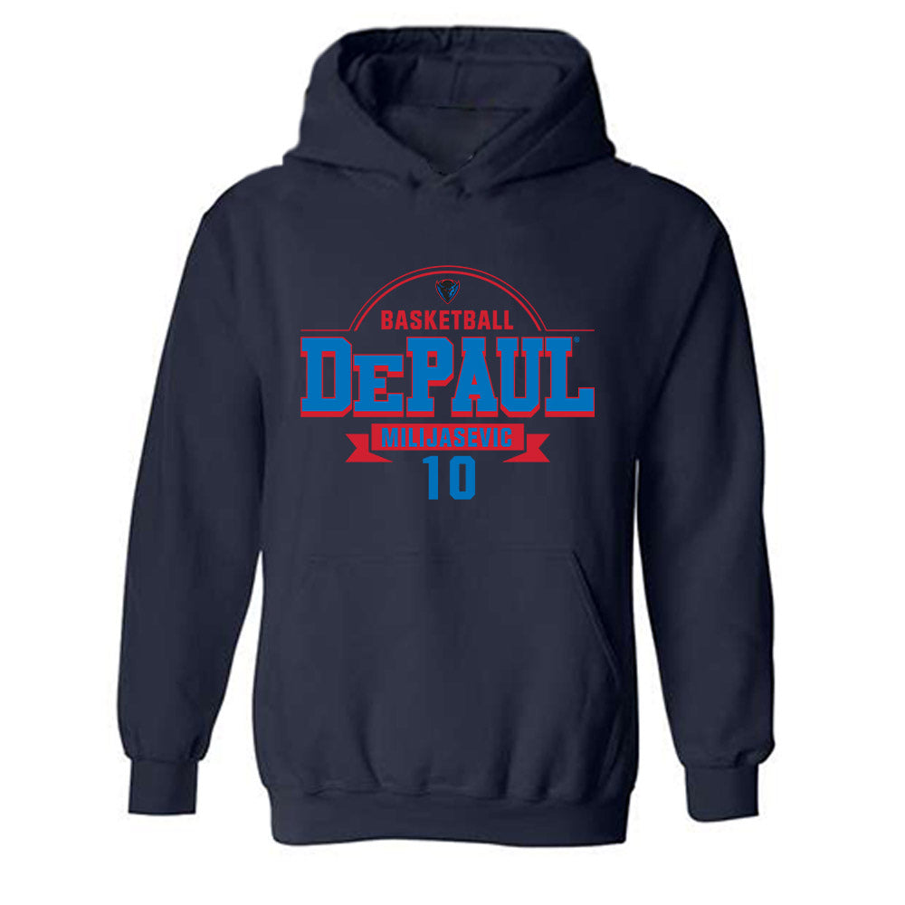 DePaul - NCAA Men's Basketball : Ilija Milijasevic - Classic Fashion Shersey Hooded Sweatshirt-0
