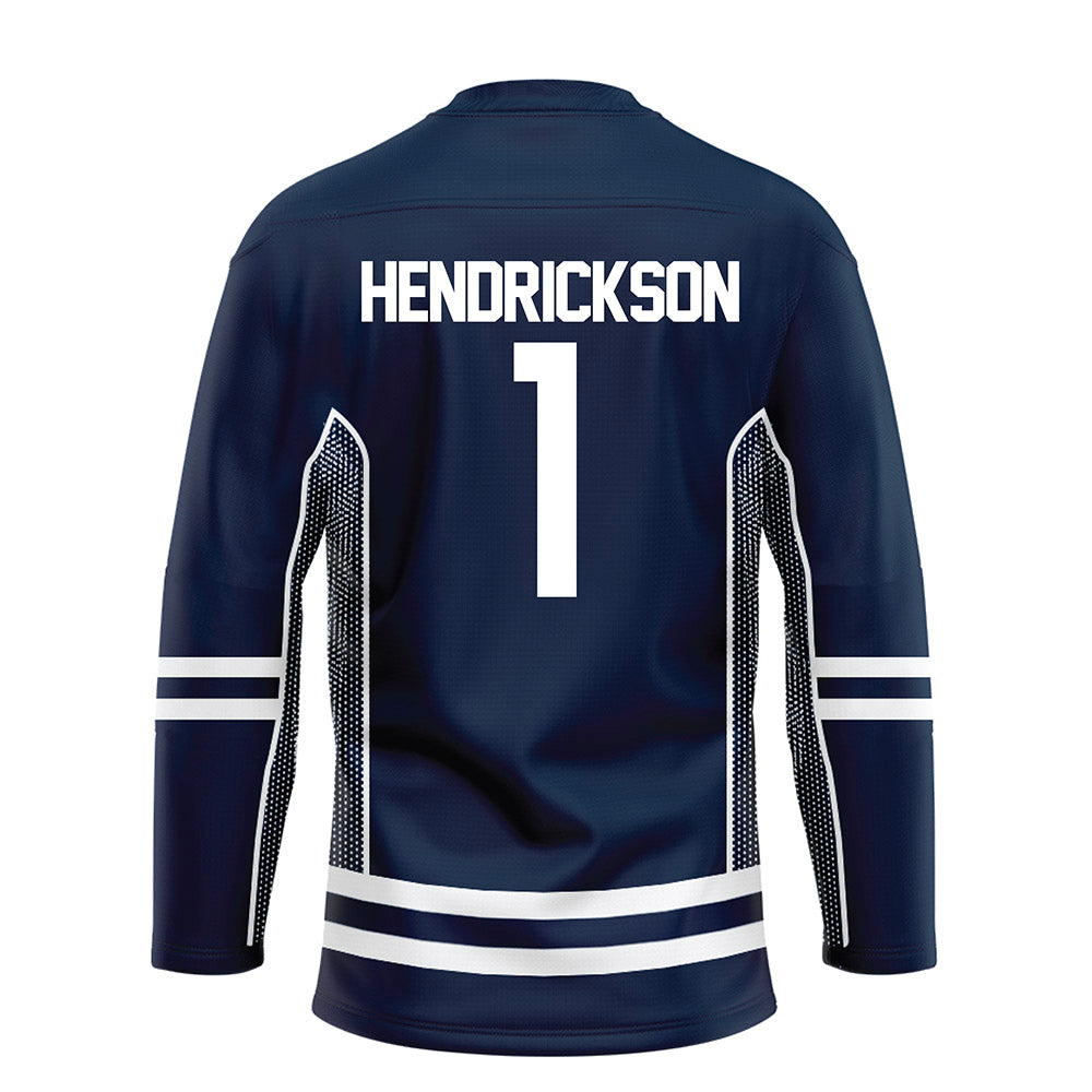 UConn - NCAA Men's Ice Hockey : Kam Hendrickson - Navy Hockey Jersey-1