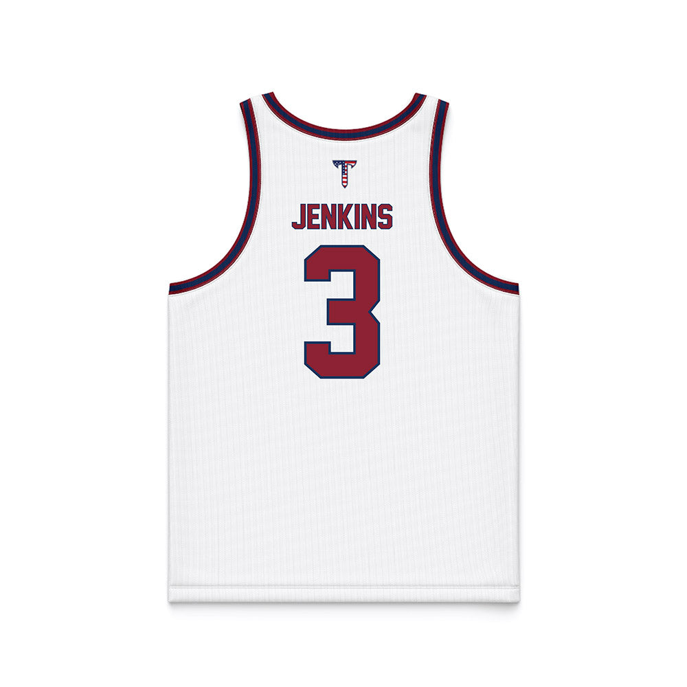 Troy - NCAA Women's Basketball : Emani Jenkins - White Patriotic Basketball Jersey-1