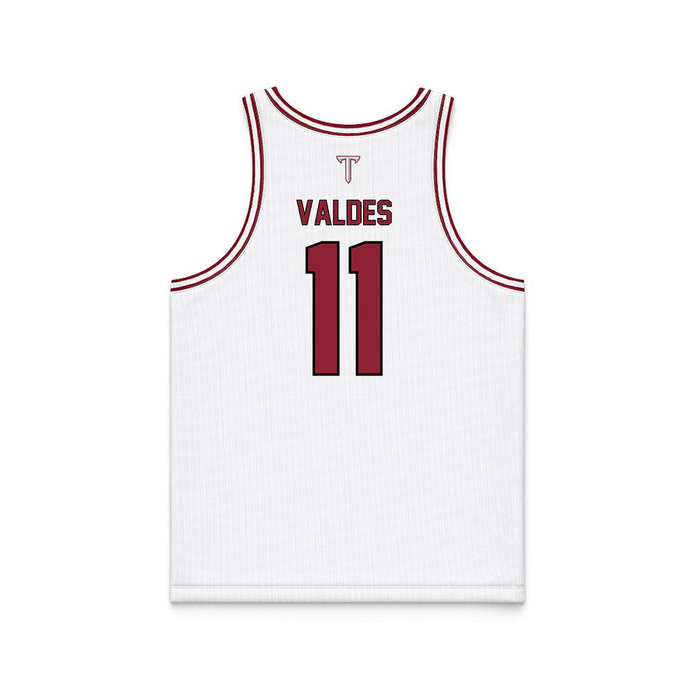 Troy - NCAA Men's Basketball : Victor Valdes - White Basketball Jersey-1
