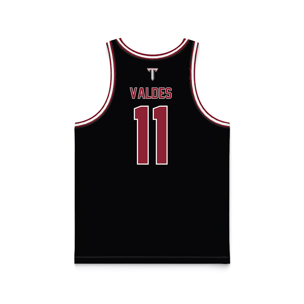 Troy - NCAA Men's Basketball : Victor Valdes - Black Basketball Jersey-1