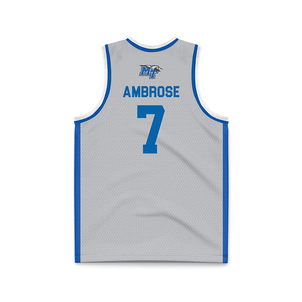 MTSU - NCAA Men's Basketball : Charvez Ambrose - Light Grey Basketball Jersey-1