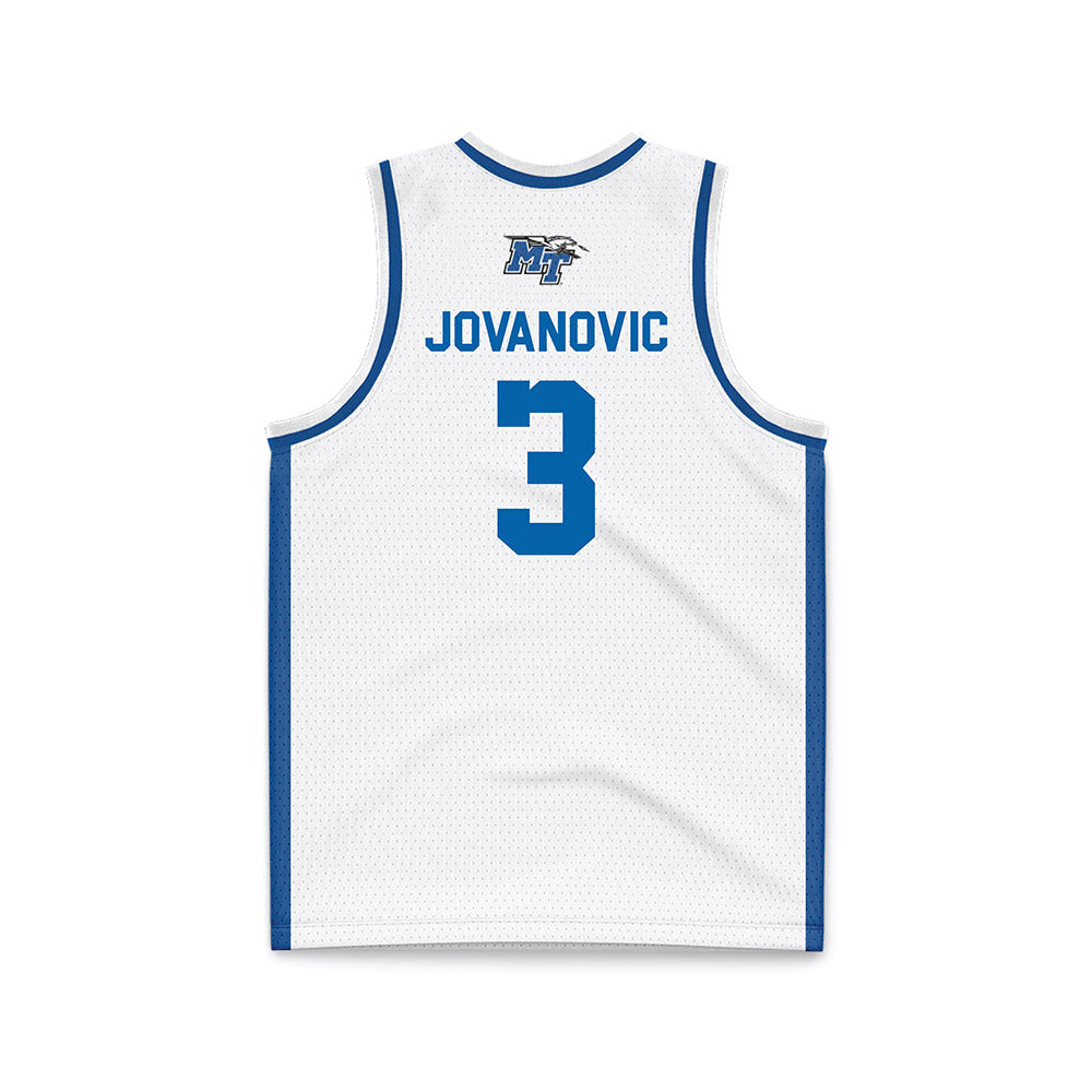 MTSU - NCAA Men's Basketball : Luka Jovanovic - White Basketball Jersey-1